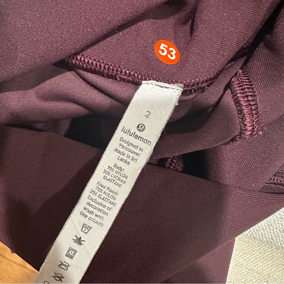 Lululemon Zoned In Tight Plum Shadow SZ 2 WAIST:10”/INSEAM:27”/RISE:9” - Picture 4 of 15